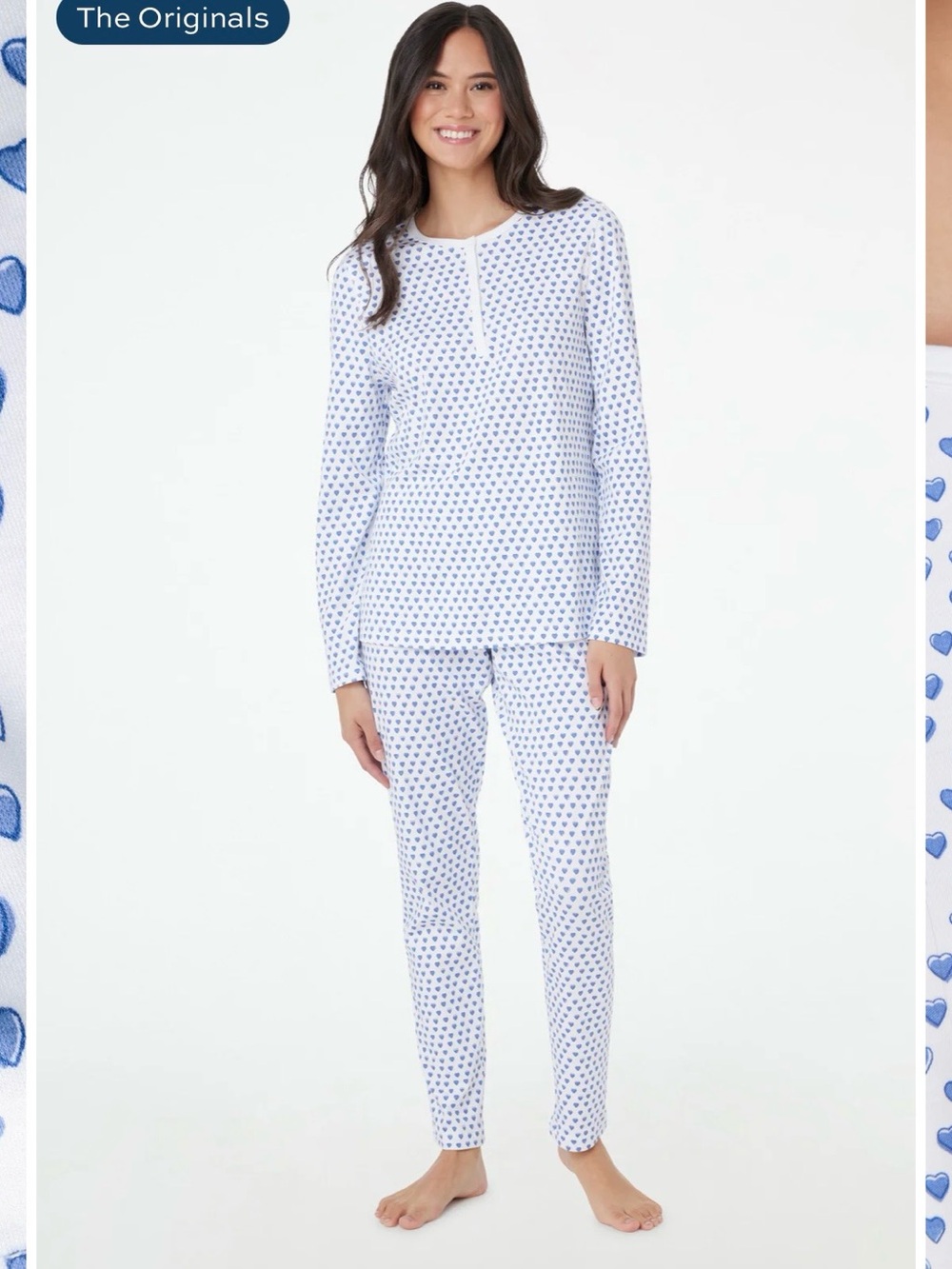 Roller Rabbit Blue and White Heart-Print Long-Sleeve Pajama Set